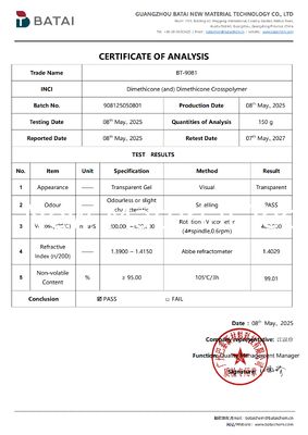Gel di elastomero siliconico a bassa volatilità e anti-macchia Dimethicone (e) Dimethicone Crosspolymer